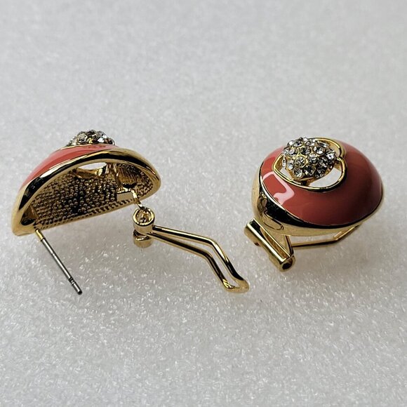 Coral Enamelled Earrings Small Earrings - Picture 5 of 8